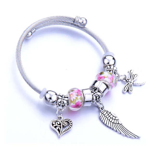 Dragonfly Bracelet Open Bangle Tree of Life