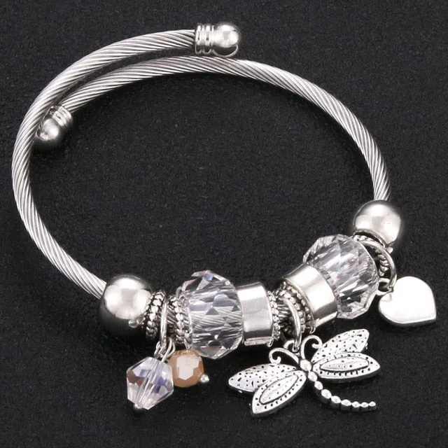 Dragonfly Bracelet Open Bangle Tree of Life