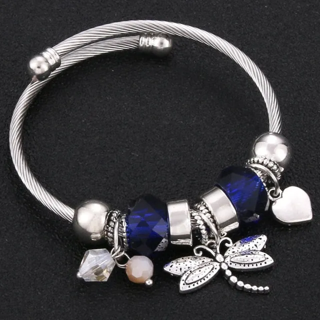 Dragonfly Bracelet Open Bangle Tree of Life