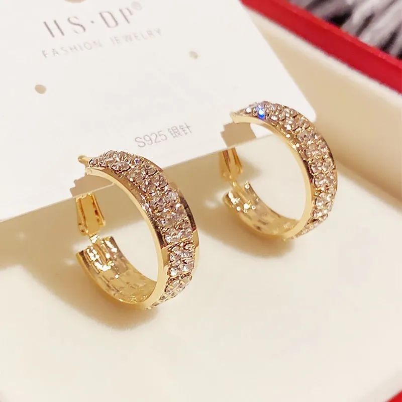 Drill Zircon Hoop Earrings For Women Anniverssary Jewelry