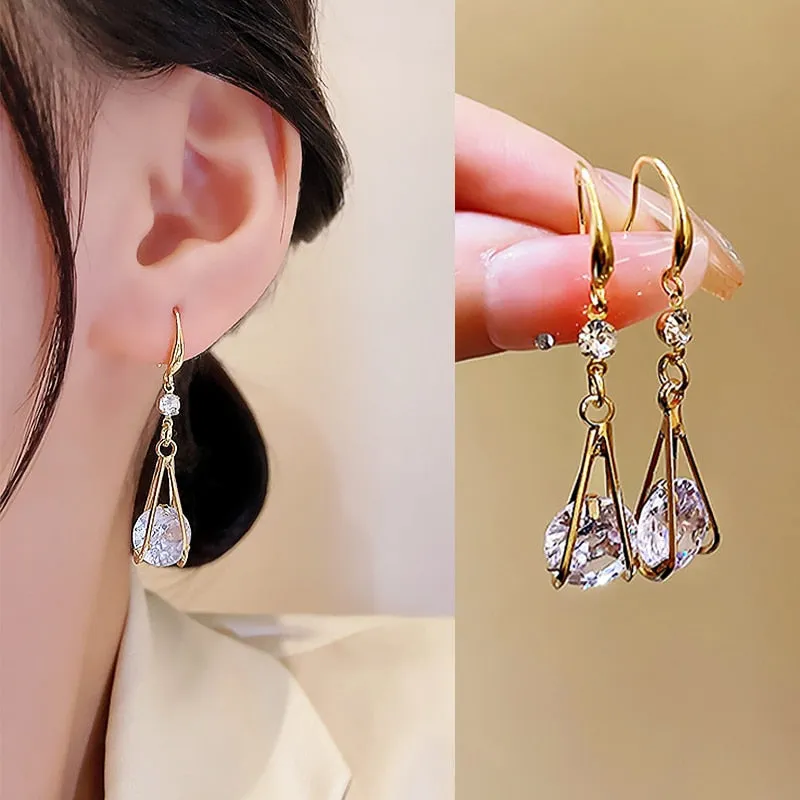 Drill Zircon Hoop Earrings For Women Anniverssary Jewelry