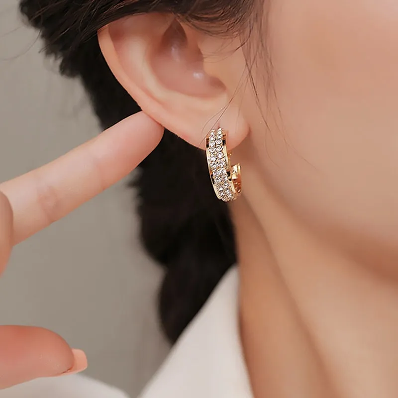 Drill Zircon Hoop Earrings For Women Anniverssary Jewelry