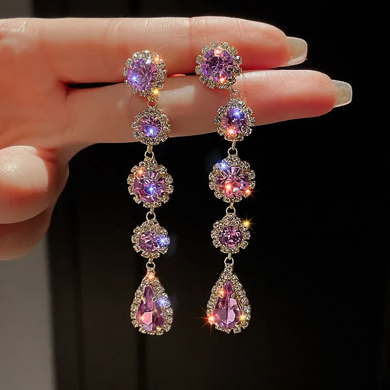 Drill Zircon Hoop Earrings For Women Anniverssary Jewelry