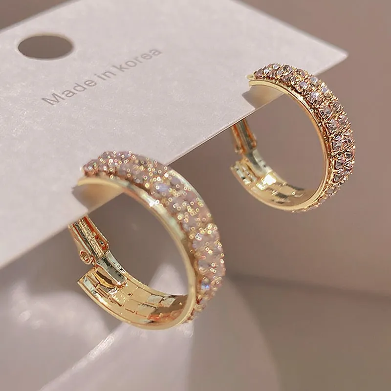 Drill Zircon Hoop Earrings For Women Anniverssary Jewelry