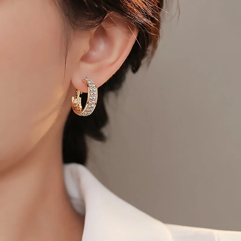 Drill Zircon Hoop Earrings For Women Anniverssary Jewelry