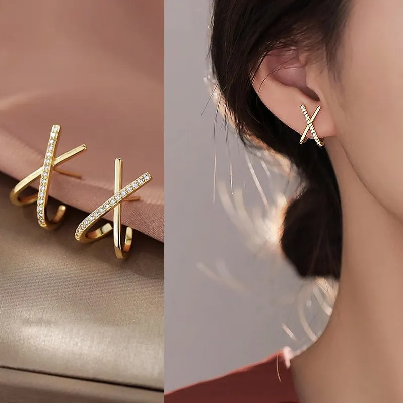 Drill Zircon Hoop Earrings For Women Anniverssary Jewelry