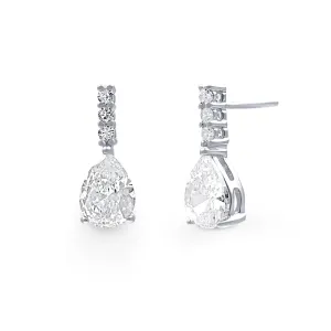 Drop Stud Earrings with Cubic Zirconia in Sterling Silver