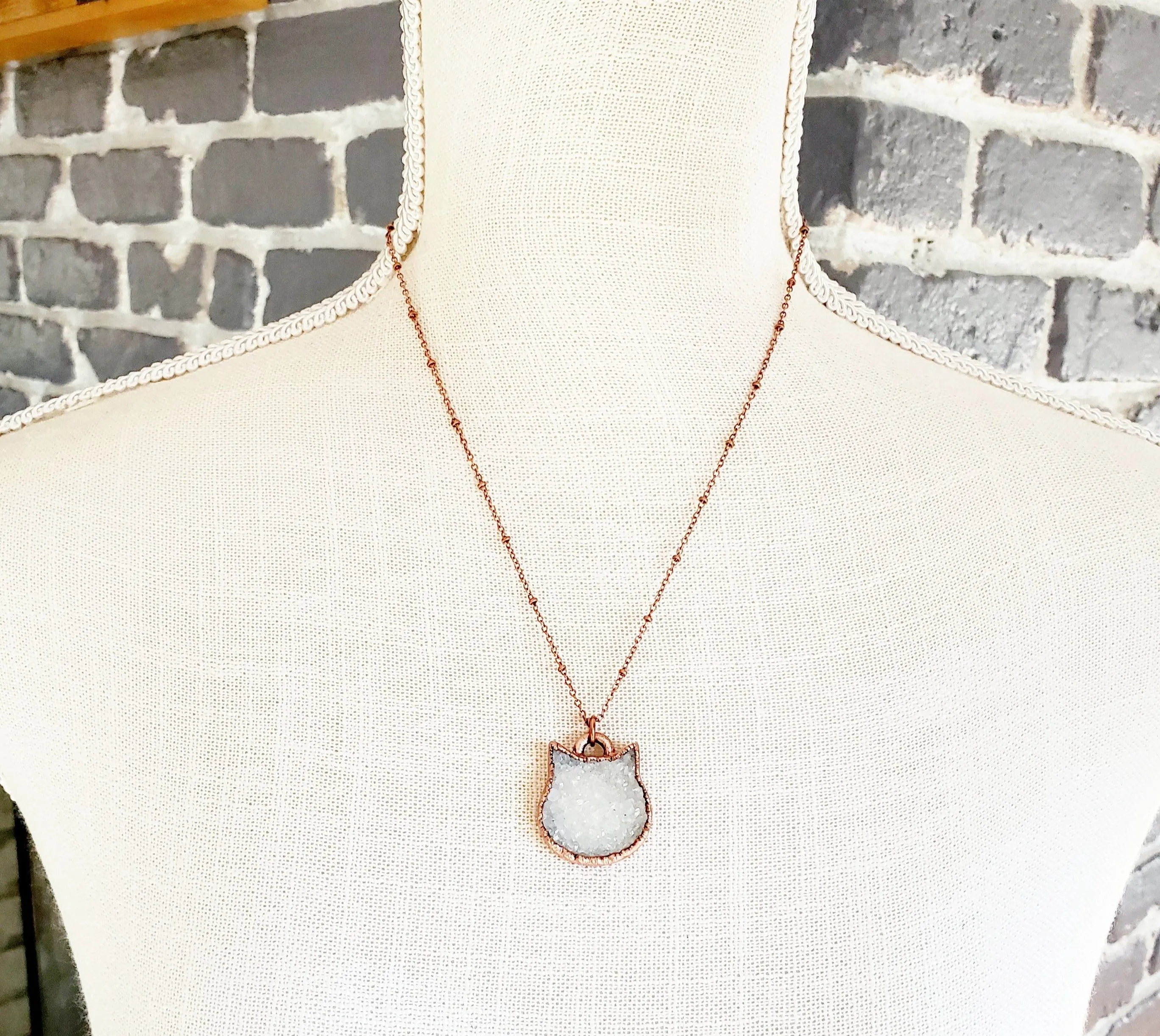 Druzy Crystal Cat Necklace