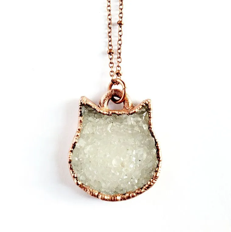 Druzy Crystal Cat Necklace