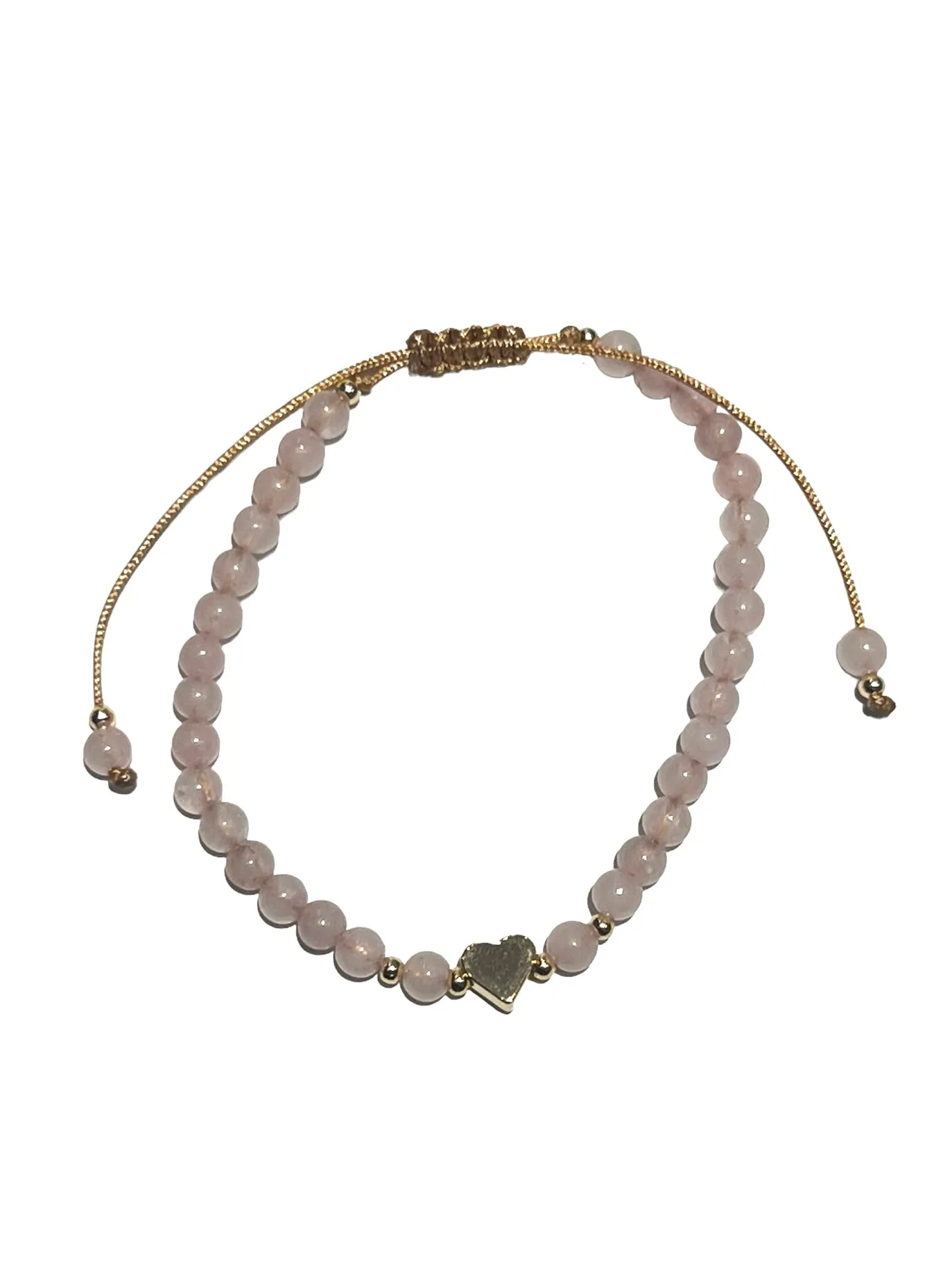 E- HC DESIGNS- Flower / Heart - Opal/ Rose Quartz Adjustable Bracelet