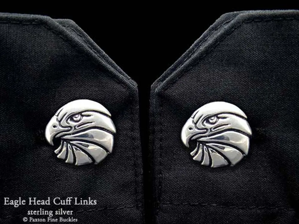 Eagle Head Cuff Links Sterling Silver