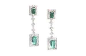 Earrings 18kt Gold GIA Emeralds & Diamonds