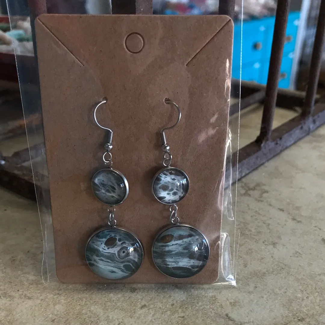 Earrings - Hand Painted Double Round