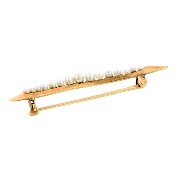 Edwardian Seed Pearl Crescent Pin