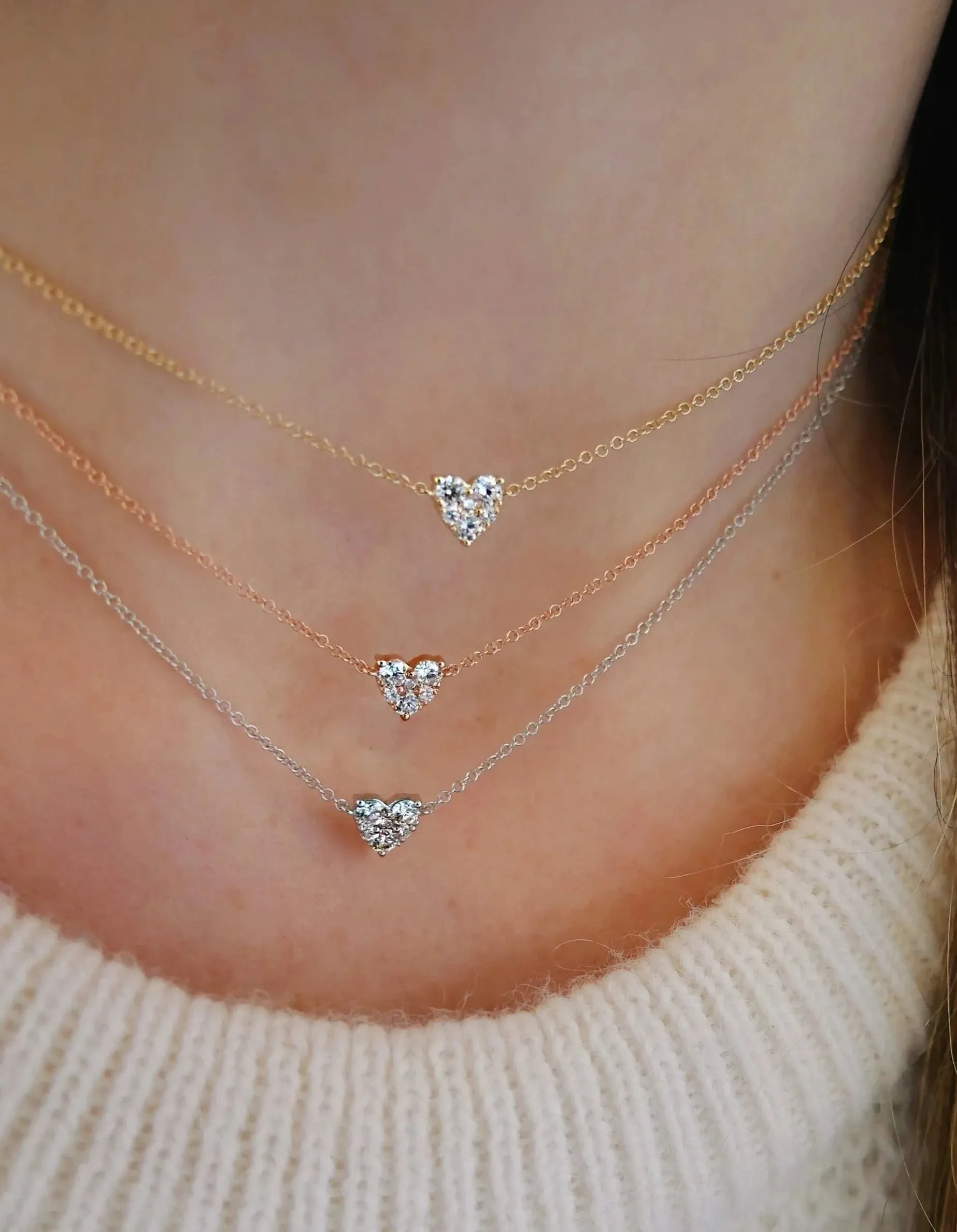 EF Collection Full Cut Diamond Heart Choker Necklace