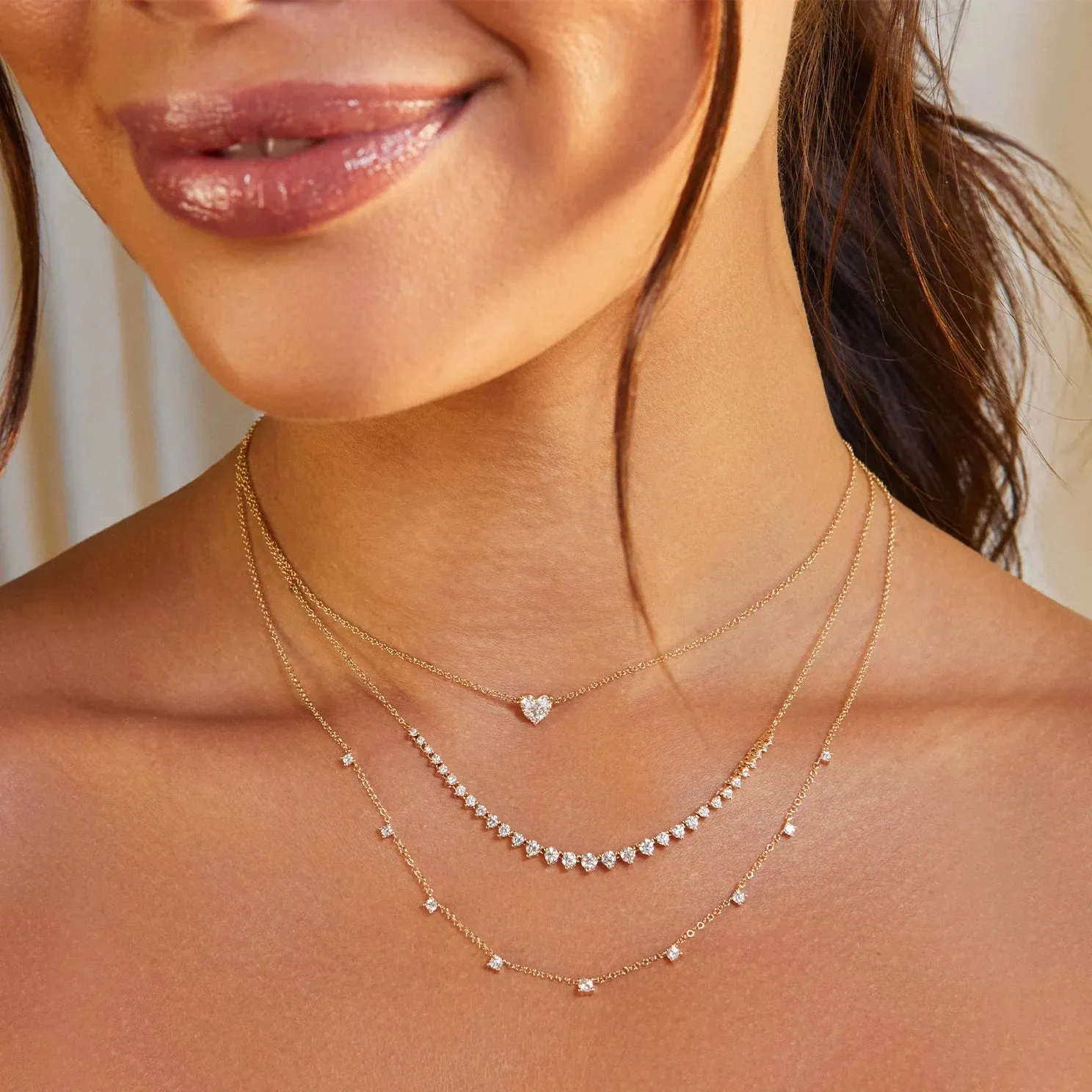 EF Collection Full Cut Diamond Heart Choker Necklace