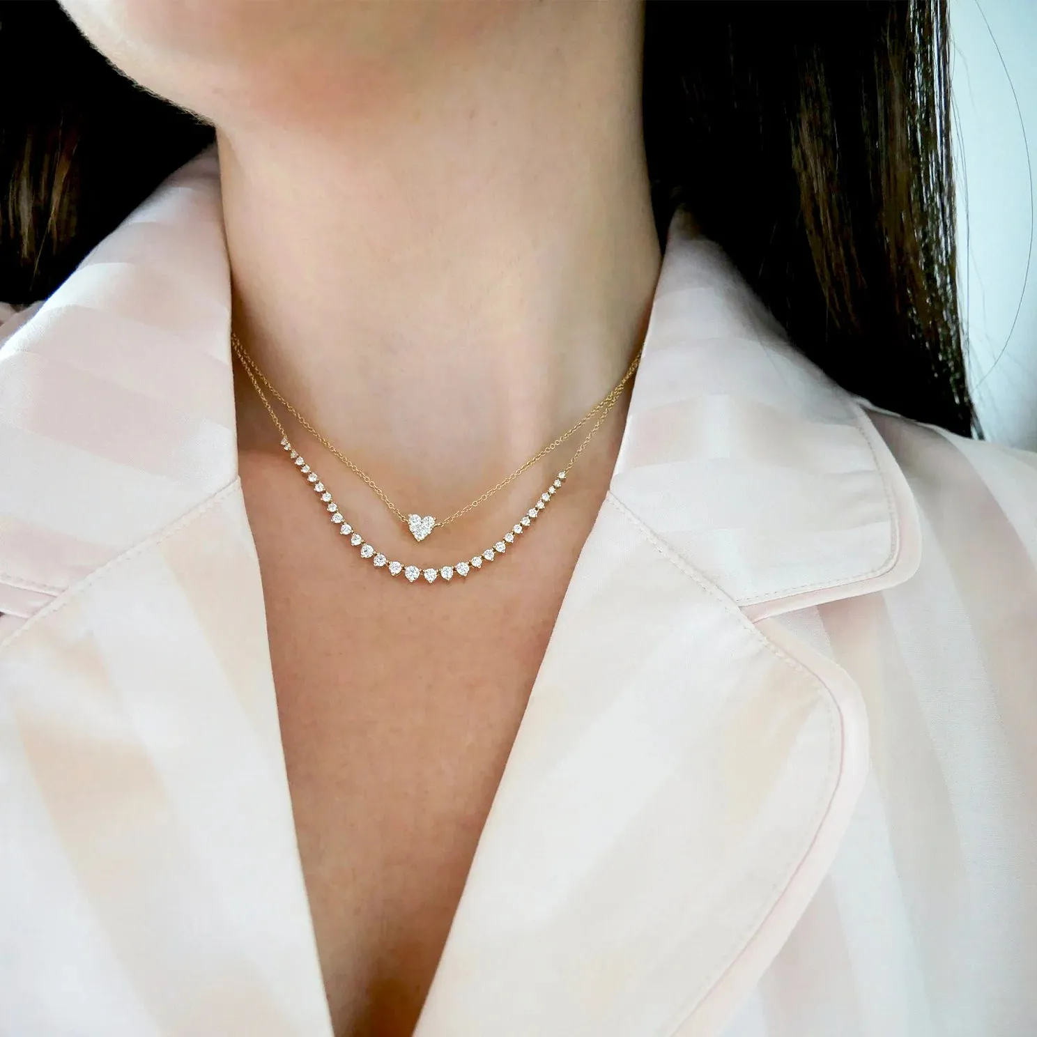 EF Collection Full Cut Diamond Heart Choker Necklace