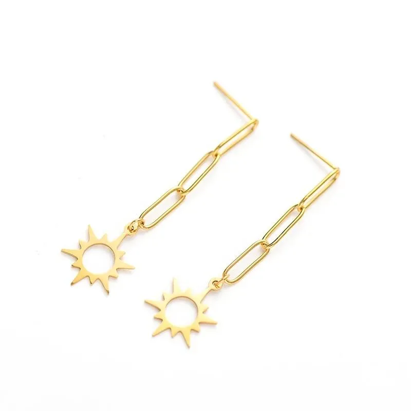 Elegant Gold Star Dangle Earrings - 2" Length, 1/2" Width, Butterfly Backs, Gift Box Included, Free Shipping