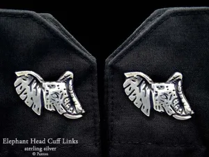 Elephant Head Cuff Links Sterling Silver
