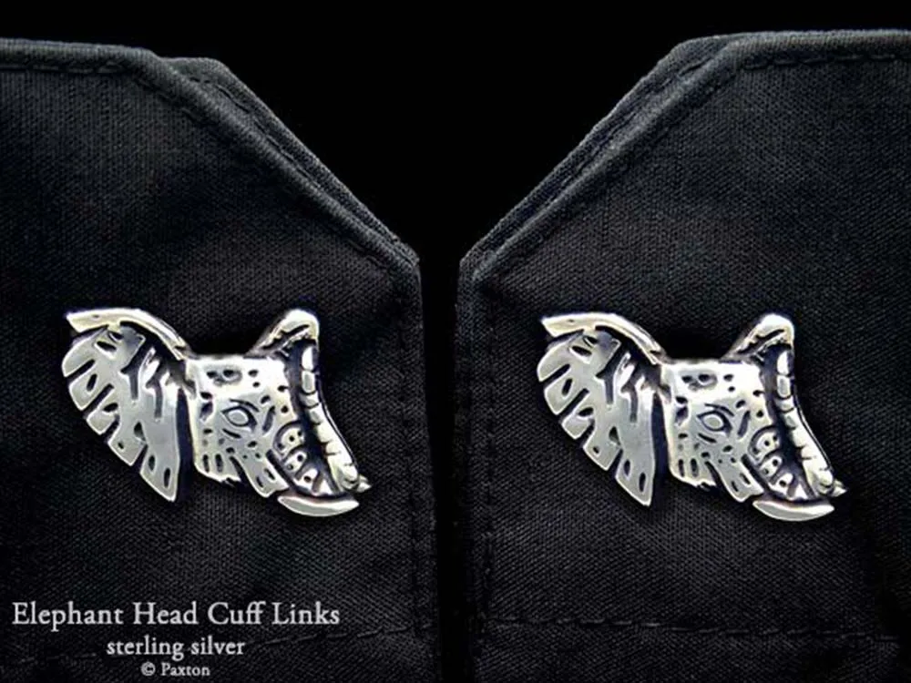 Elephant Head Cuff Links Sterling Silver