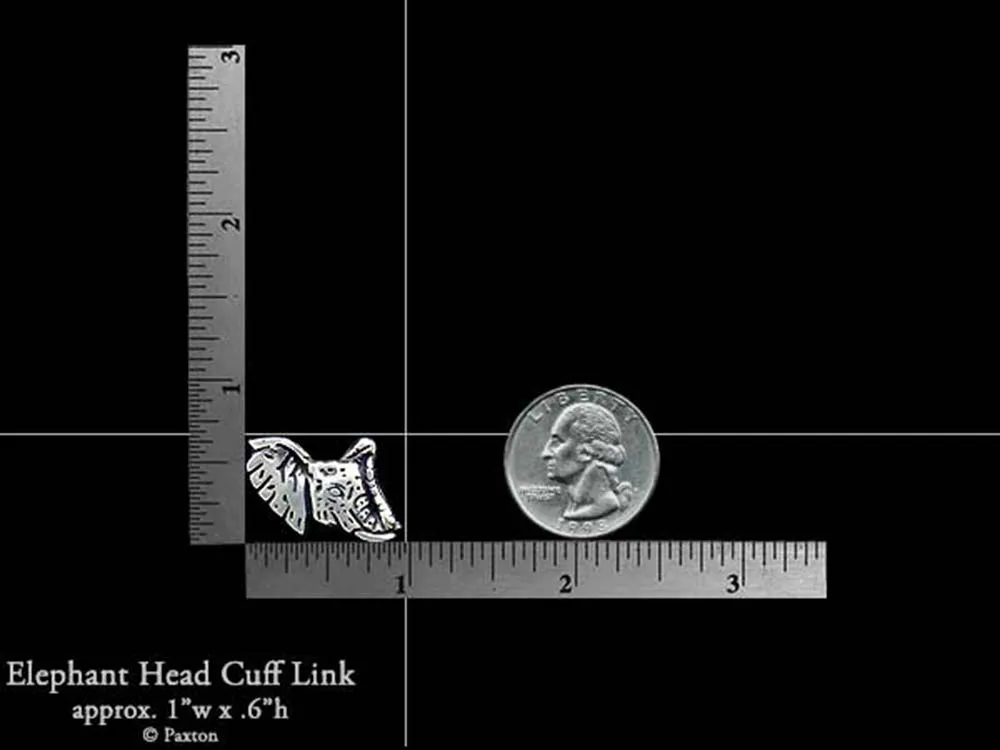 Elephant Head Cuff Links Sterling Silver