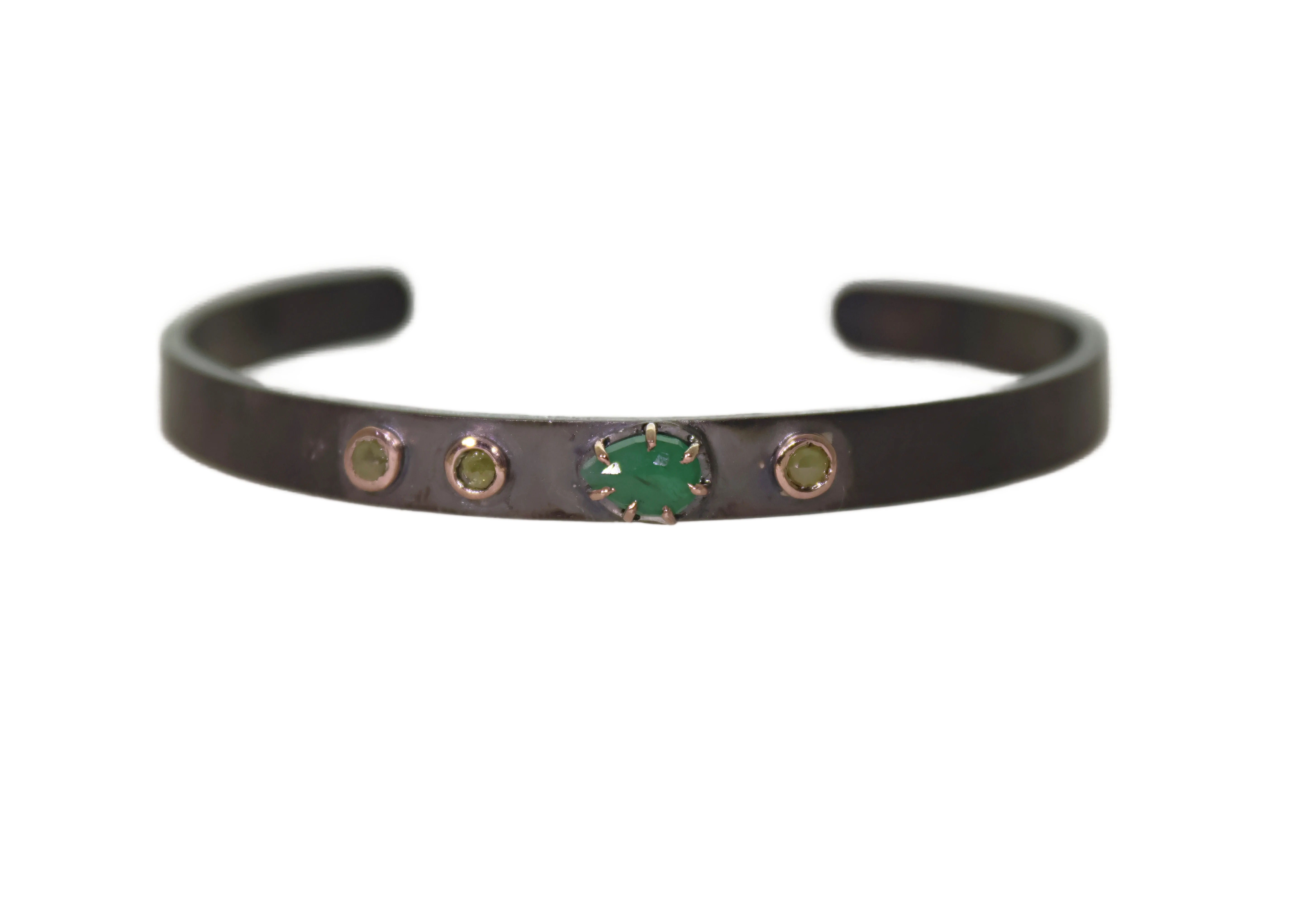 Emerald and Raw Diamond Cuff