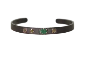 Emerald and Raw Diamond Cuff