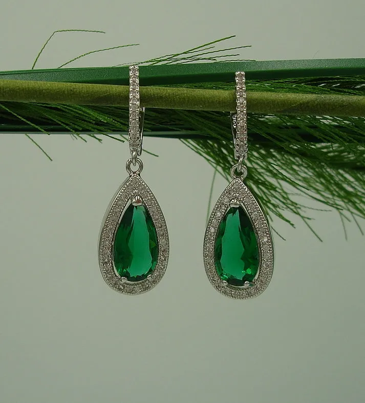 Emerald, Wedding Earrings, Dangle Earrings, Wedding Bridal Bridesmaid Jewelry Gift