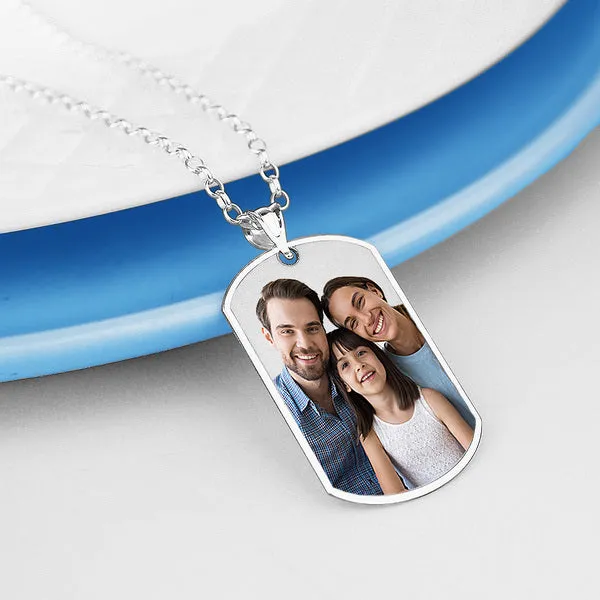 Engraved Dog Tag Photo Pendant Jewelry