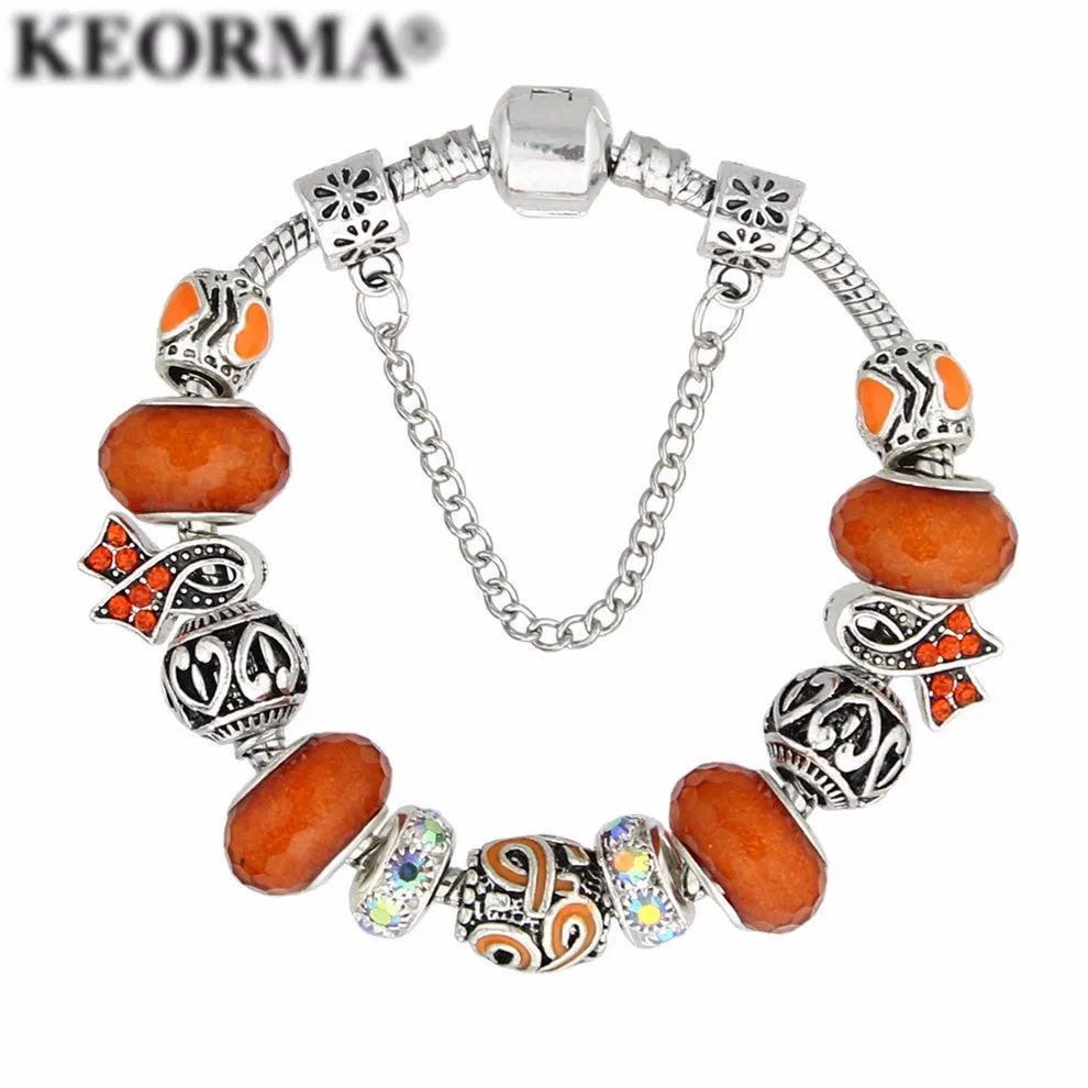 European Crystal Beads Ribbon Bracelets