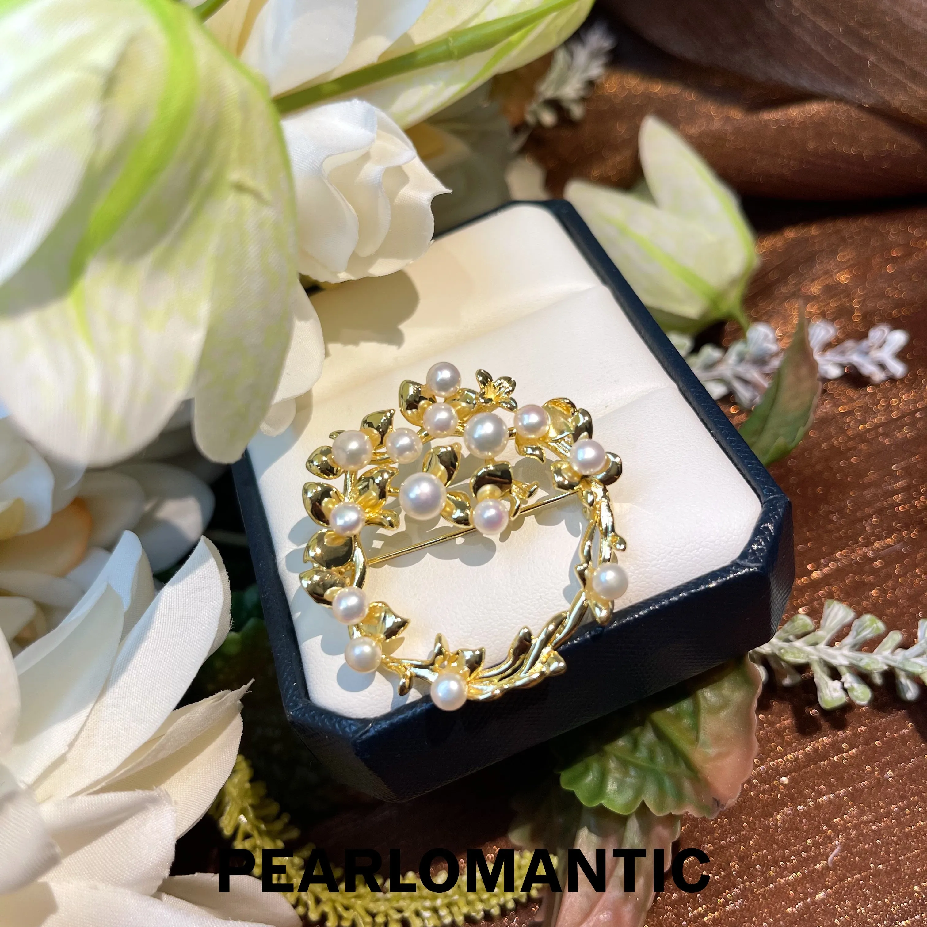 [Everyday Essential] Freshwater Pearl 2-3mm Garland Brooches w/ S925 Gold Plated