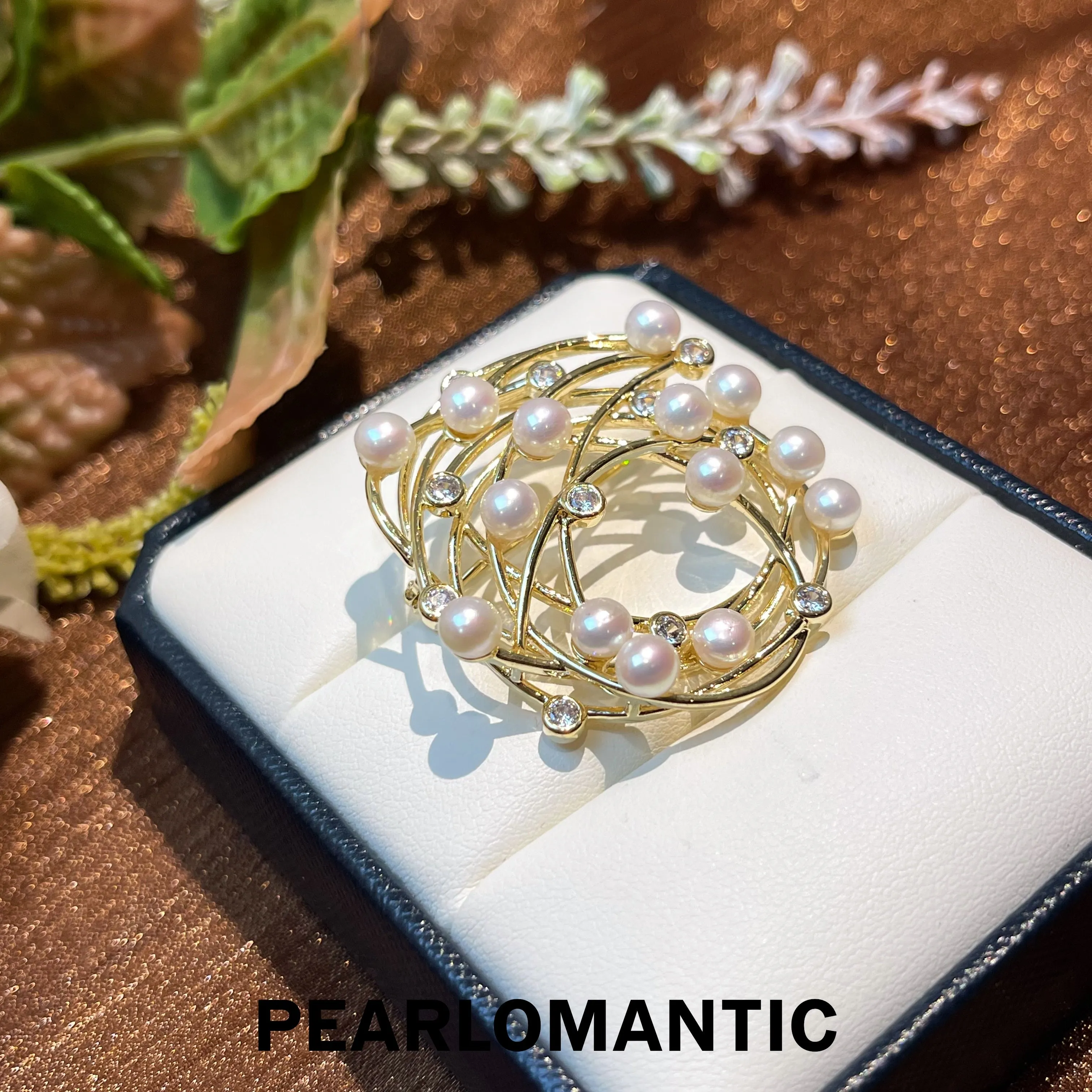 [Everyday Essential] Freshwater Pearl 3-4mm Bird Nest Brooches w/ S925 Gold Plated