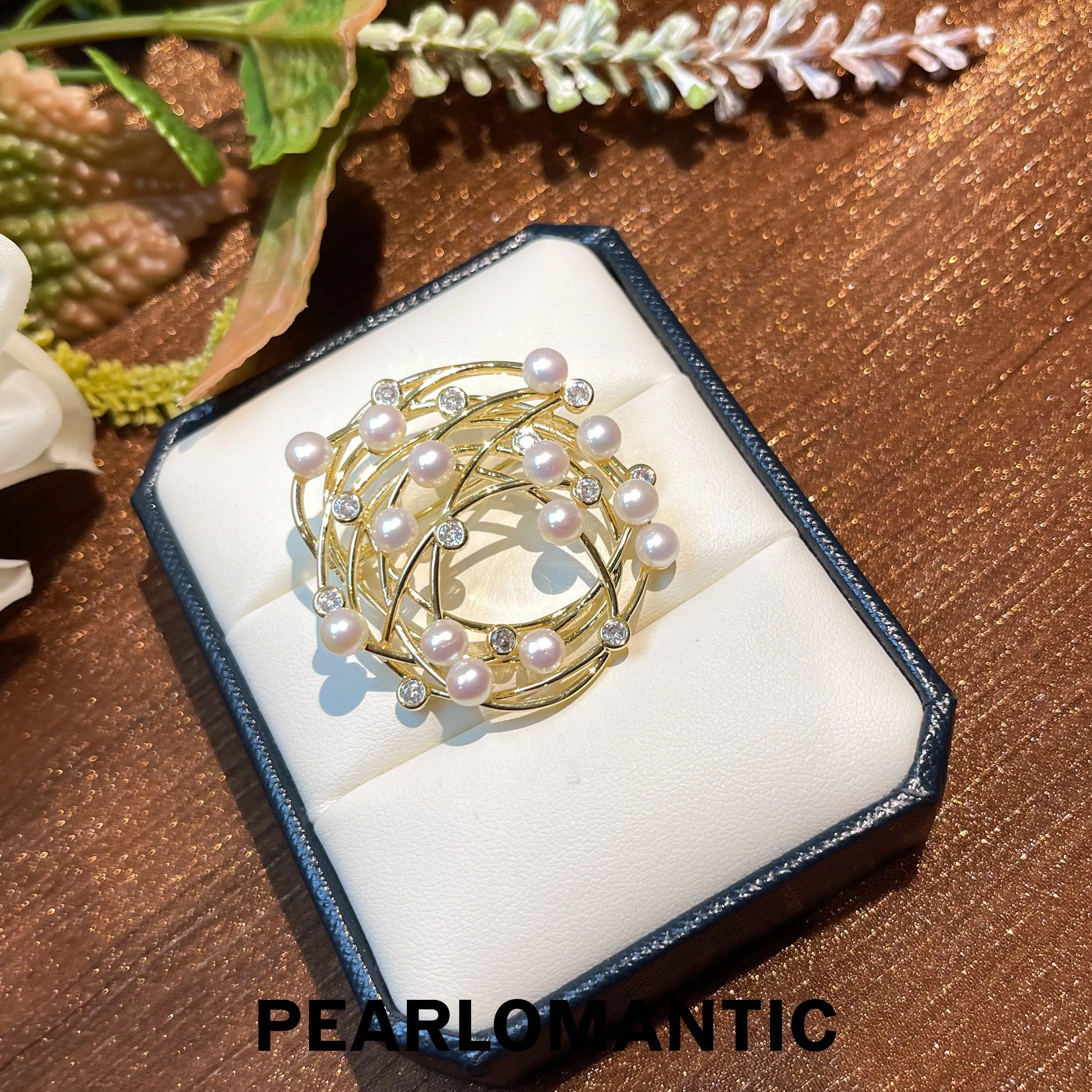 [Everyday Essential] Freshwater Pearl 3-4mm Bird Nest Brooches w/ S925 Gold Plated