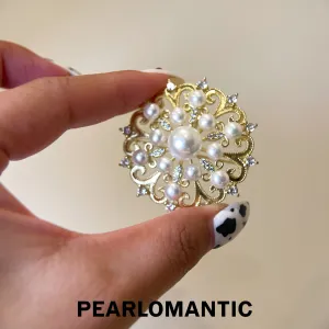 [Everyday Essential] Freshwater Pearl 3-9mm Snow Flake Brooches w/ S925 Gold Plated