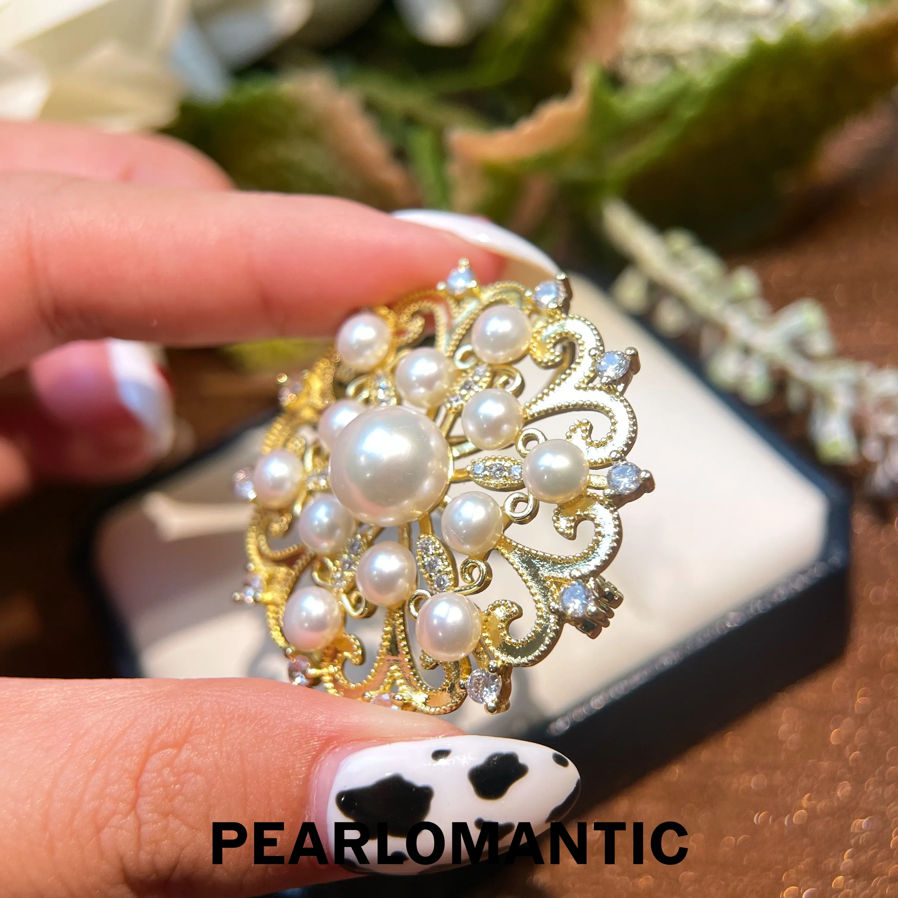 [Everyday Essential] Freshwater Pearl 3-9mm Snow Flake Brooches w/ S925 Gold Plated