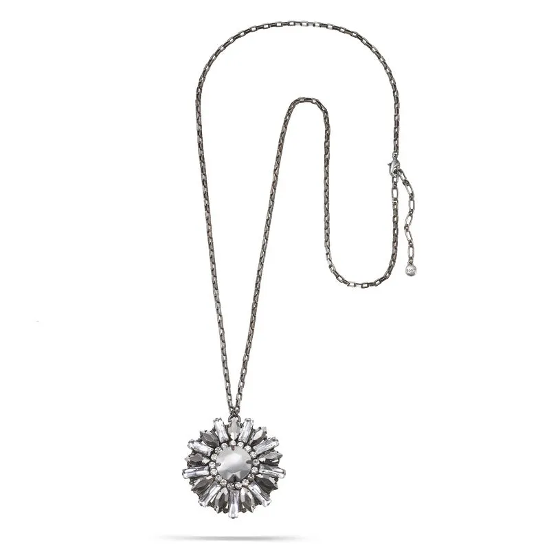 FACETED SILVER CRYSTAL PENDANT NECKLACE #288SV1301 (7C6/6A2)