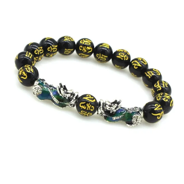 Feng Shui Black Obsidian Stone Beads women and men bracelet