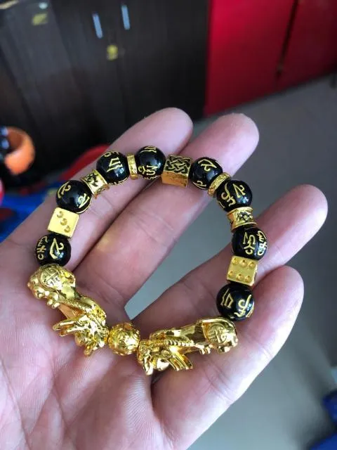 Feng Shui Black Obsidian Stone Beads women and men bracelet
