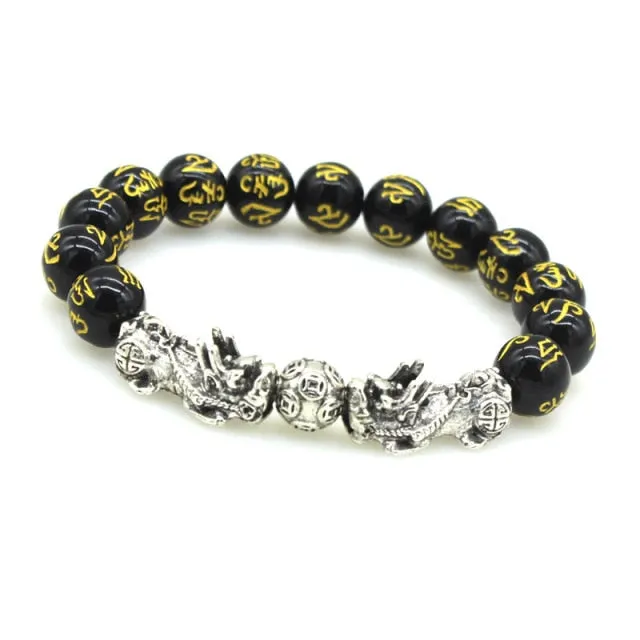 Feng Shui Black Obsidian Stone Beads women and men bracelet