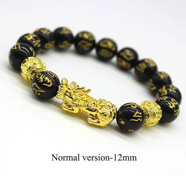 Feng Shui Black Obsidian Stone Beads women and men bracelet