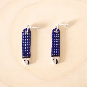 FISHEE EARRINGS - BLUE CHECK