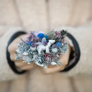 Flower brooch with polar bear Winter accessories photoshoot Wedding Gift for her Brooch for coat Flower jewellery Magaela Unique brooch
