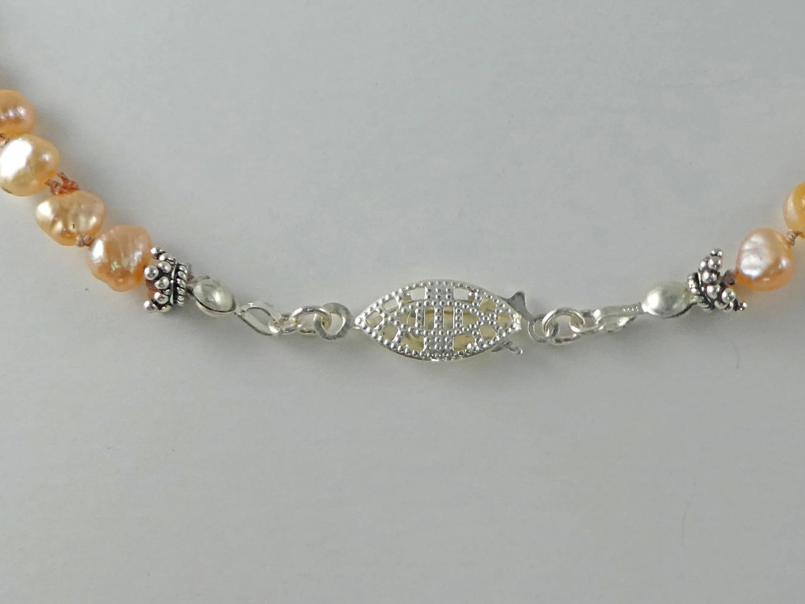 Freshwater Pearl and Turquoise Knotted Necklace