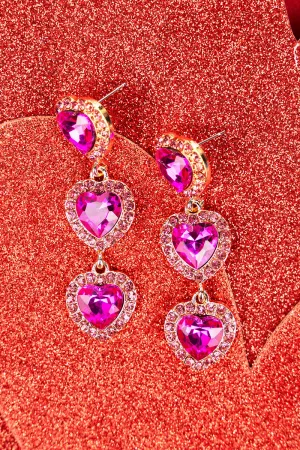 Fuchsia Heart Drop Earrings