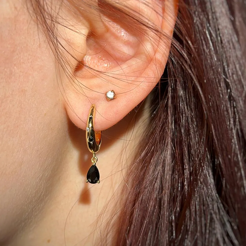 Gemstone Charm Huggie earrings