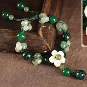 Genuine A  Jade and Agate Flower bracelet