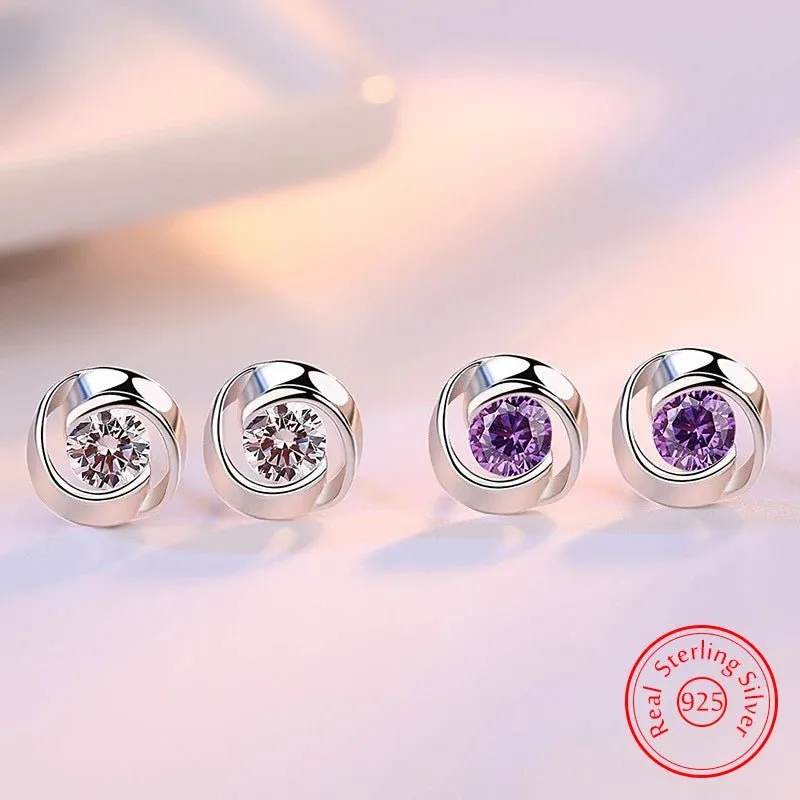 Genuine Alexandrite Stud Earrings Women Wedding Jewelry