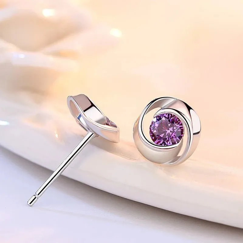 Genuine Alexandrite Stud Earrings Women Wedding Jewelry