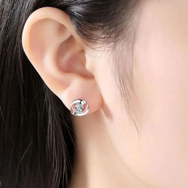 Genuine Alexandrite Stud Earrings Women Wedding Jewelry