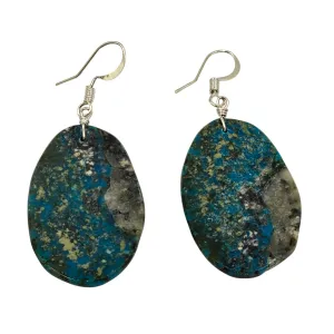 Genuine Turquoise and Sterling Silver Dangle Earrings
